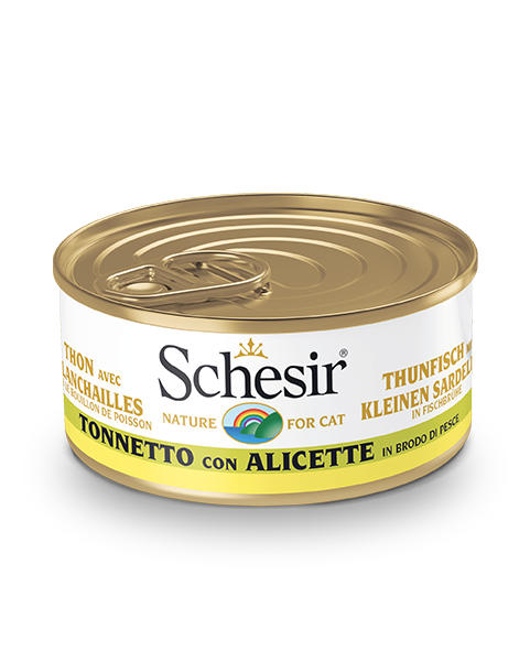 Schesir Tonnetto Con Alicette Lattina Cibo Umido Gatto Adulto 70g