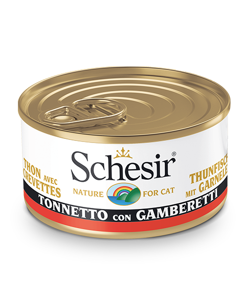 Schesir Tonnetto Con Gamberetti Lattina Cibo Umido Gatto Adulto 85 g