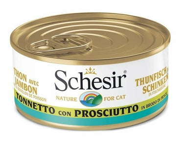 Schesir Tonnetto Con Prosciutto In Brodo Di Pesce Cibo Umido Gatti Adulti Lattina 70g
