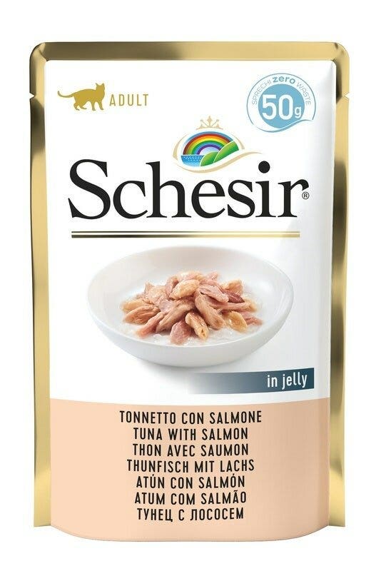 Schesir Tonnetto Con Salmone Cibo Umido Gatti Adulti Bustina 50g