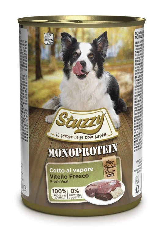 Stuzzy Monoprotein Al Vitello Cibo Umido Per Cani Adulti Barattolo 400g