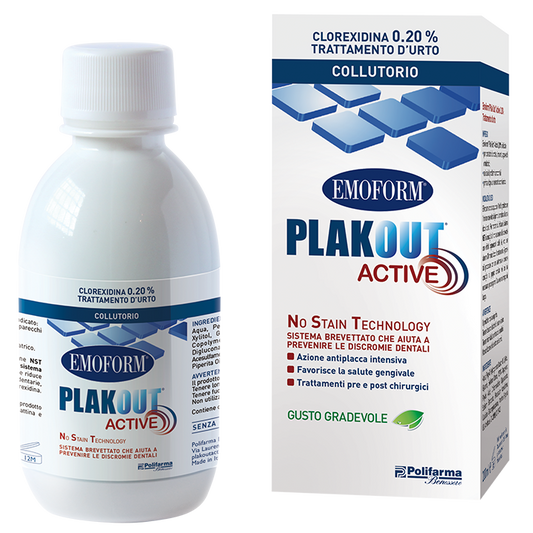PLAK OUT ACTIVE 0,20% + CAMPIONE OMAGGIO DENTIFRICIO
