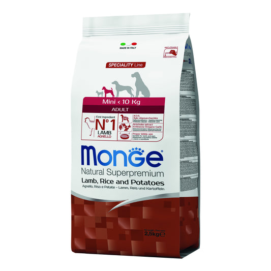 Monge Agnello Riso E Patate Cibo Secco Per Cani Adulti Taglia Piccola Sacco 2,5Kg