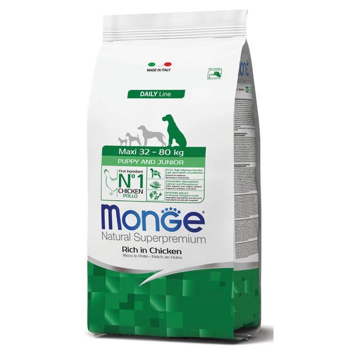 Monge Ricco Di Pollo Cibo Secco Per Cani Cuccioli Taglia Grande Sacco 3Kg