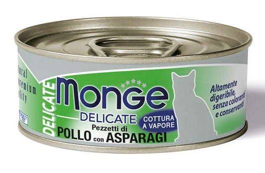 Monge Delicate Pezzetti Di Pollo Con Asparagi Cibo Umido Gatti Adulti Lattina 80g