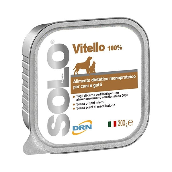Drn Solo Vitello Alimento Dietetico Monoproteico Umido Per Cani/Gatti 300g