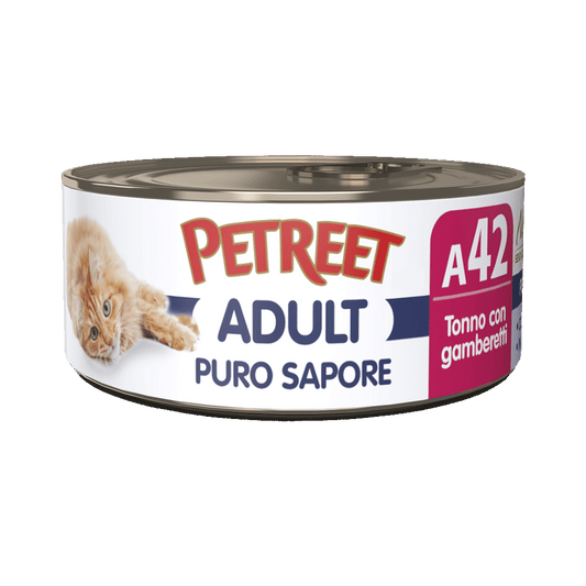 Petreet Adult Puro Sapore Tonno Con Gamberetti Per Gatti Lattina 70g
