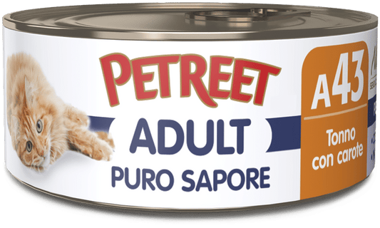 Petreet Puro Sapore Tonno Con Carote Cibo Umido Per Gatti Adulti Lattina 70g