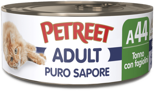 Petreet Puro Sapore Tonno Con Fagiolini Cibo Umido Per Gatti Adulti Lattina 70g