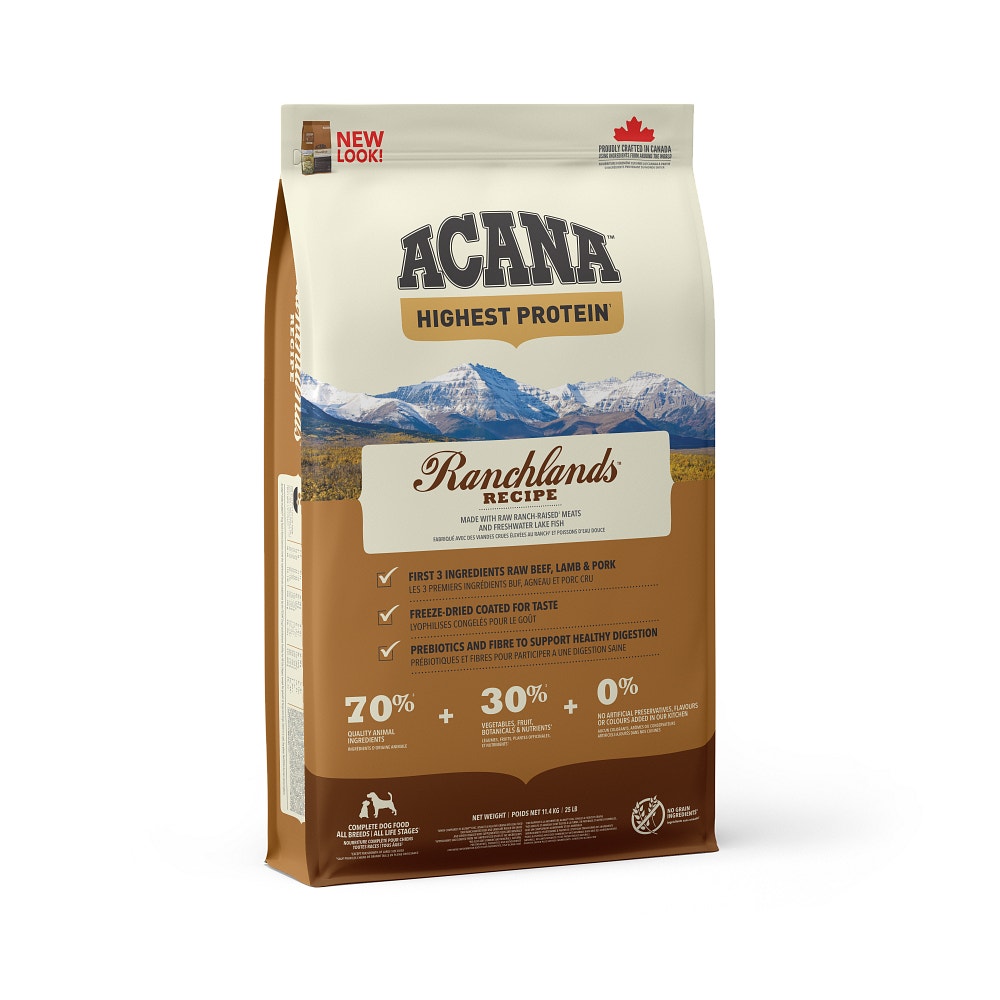Acana Cane Ranchlands Highest Protein Crocchette Manzo e Agnello Sacco 11,4 Kg