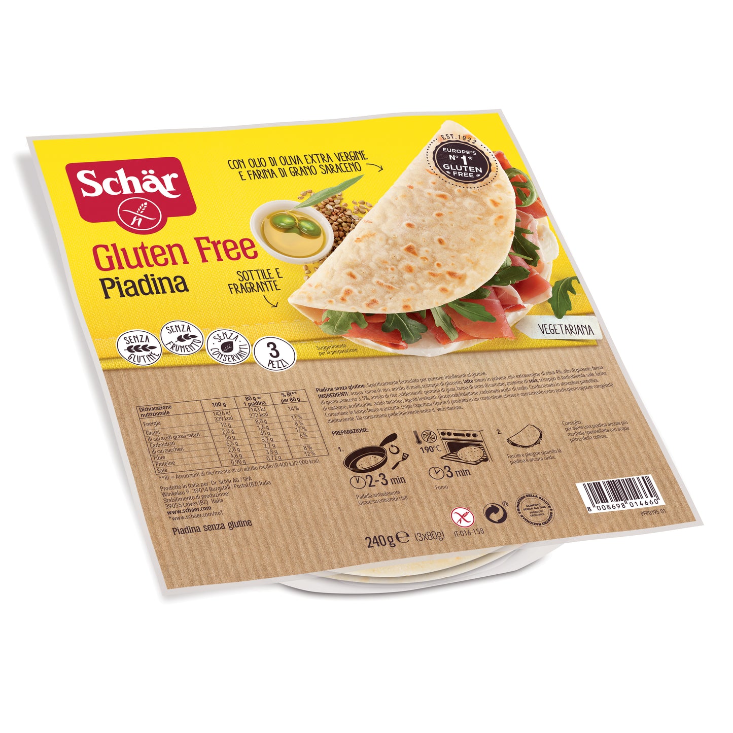 SCHAR WRAPS PIADINA ARROT 240G