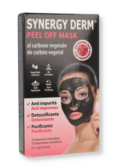 SYNERGY DERM PEEL OFF MASK AL CARBONE VEGETALE 4 PEZZI