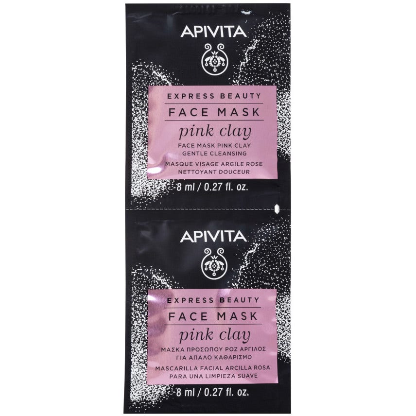 Apivita Express Beauty Maschera Viso Detergente Argilla Rosa 2x8ml