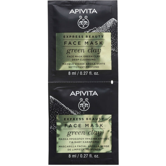 Apivita Express Beauty Maschera Viso Detergente Argilla Verde 2x8ml