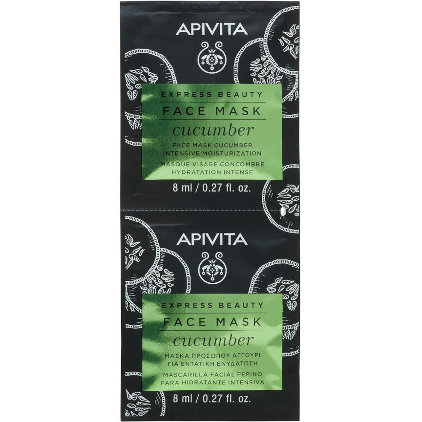 Apivita Express Beauty Maschera Viso Idratazione Intensa Cetriolo 2x8ml