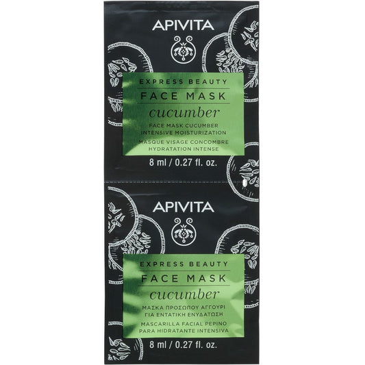 Apivita Express Beauty Maschera Viso Idratazione Intensa Cetriolo 2x8ml