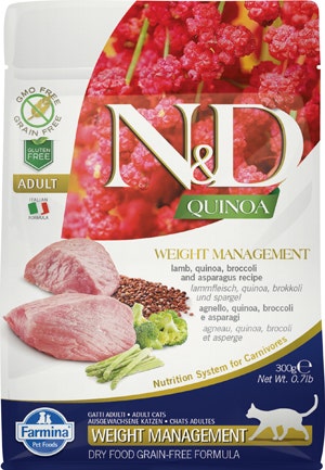 Farmina Natural & Delicious Quinoa Weight Management Agnello Broccoli E Asparagi Cibo Secco Per Gatti 300g