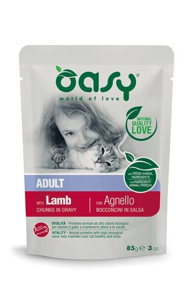 Oasy Bocconcini In Salsa Per Gatto Adult con Agnello 85g