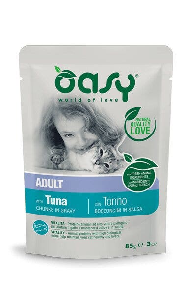 Oasy Bocconcini In Salsa Per Gatto Adult con Tonno 85g