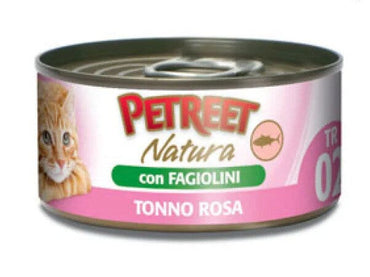 Petreet Tonno Rosa Con Fagiolini Cibo Umido Per Gatto Adulto Barattolo 140g