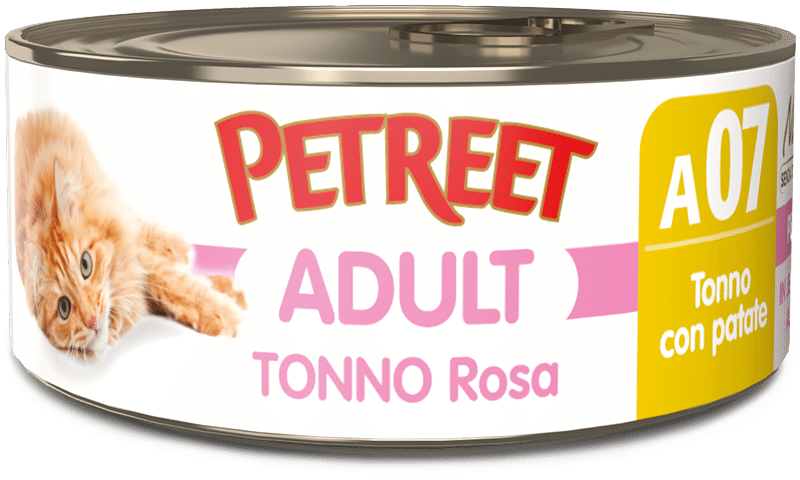 Petreet Tonno Rosa Con Patate Cibo Umido Per Gatto Adulto Barattolo 140g