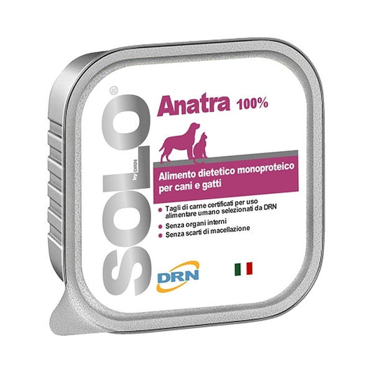 Drn Solo Anatra Alimento Dietetico Monoproteico Umido Per Cani/Gatti 100g