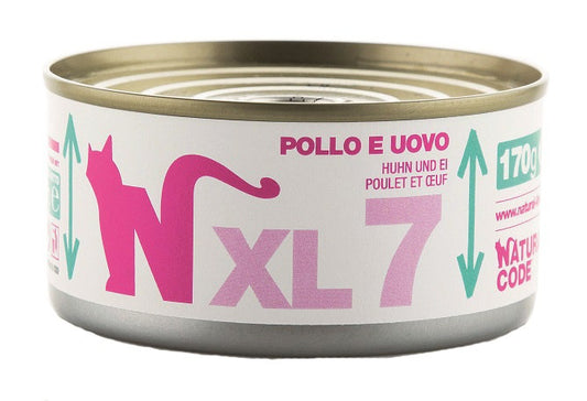 Natural Code XL7 Cibo Umido Con Pollo E Uovo Per Gatti Adulti Lattina 170g