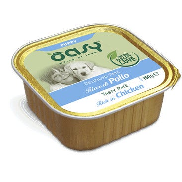 Oasy Wet Dog Delizioso Patè Al Pollo Cuccioli Vaschetta 150g