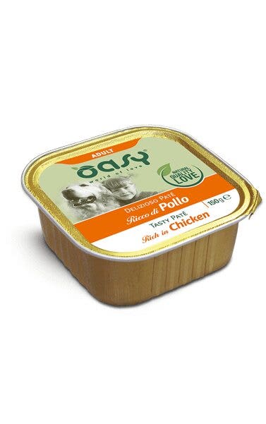 Oasy Delizioso Paté Ricco di Pollo Per Cani Adulti 150g