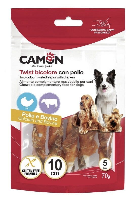 TWIST BICOLORE C/POLLO 10CM 5P