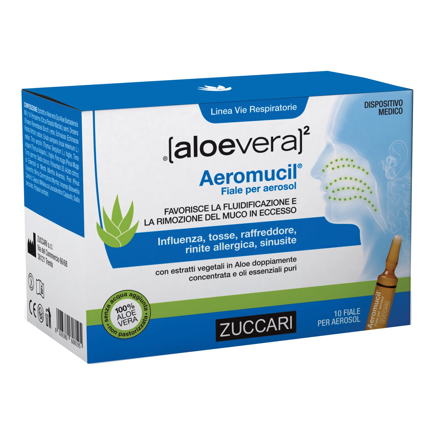 ALOEVERA2 AEROMUCIL 10 FIALE 5ML - DISPOSITIVO MEDICO