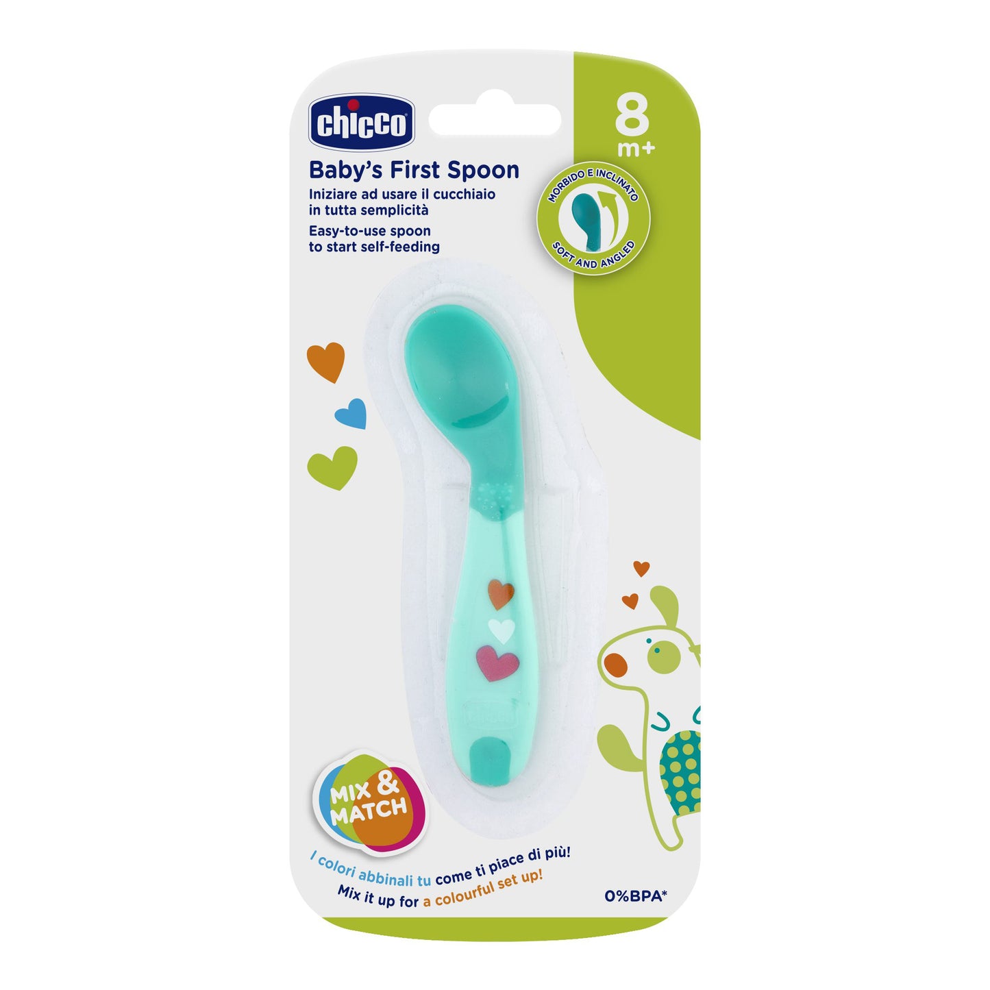 CHICCO Cucchiaio Angolato Azz.8m+