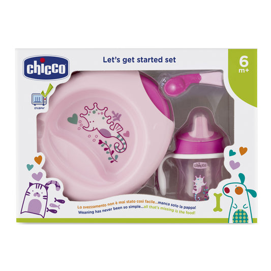 CHICCO Set Pappa Rosa C/Cucch.6m+