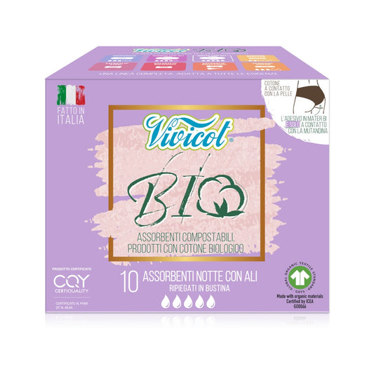 Vivicot Cotone Assorbenti Notte Con Ali 10 Pezzi