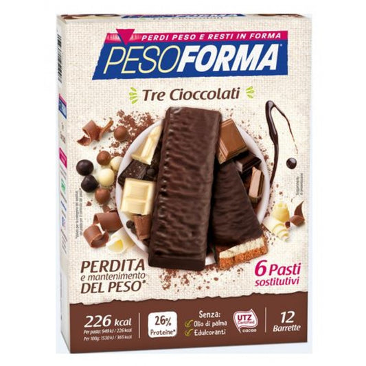 PESOFORMA BARRETTE AI 3 CIOCCOLATI 12 PEZZI
