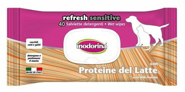 Inodorina Refresh Sensitive Salviette Detergenti Con Proteine Del Latte Per Cani/Gatti 40 Salviette