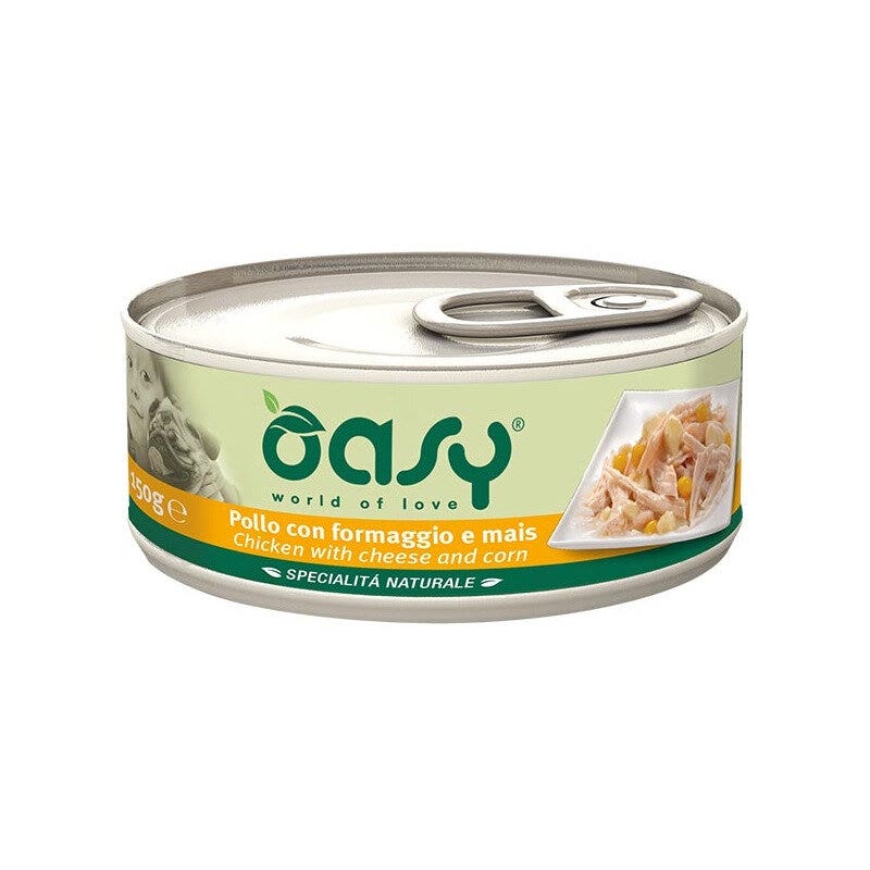 Oasy Specialità Naturale Pollo Con Formaggio E Mais Per Cani Adulti 150g