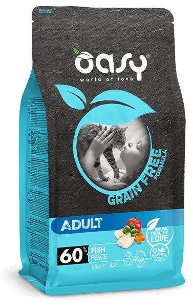 Oasy Grain Free Formula Adult Pesce Cibo Secco per Gatti 300g