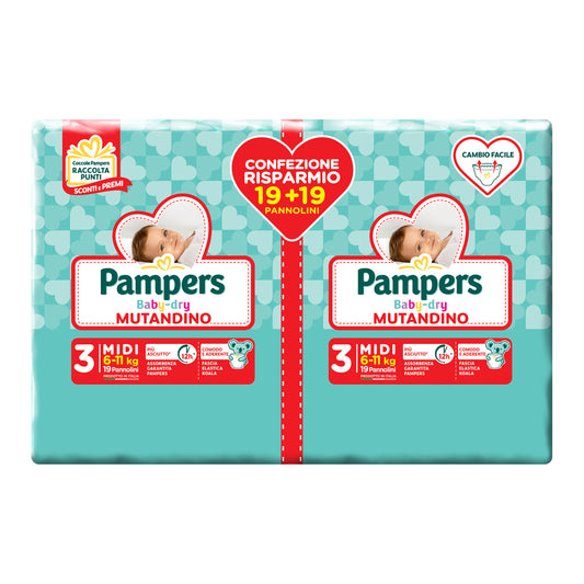 PAMPERS BABY DRY Mutanda Duo Dwct Midi 38pz