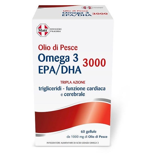 Matt Pharma Olio Di Pesce Omega 3 Epa/Dha 3000 Tripla Azione 60 Gellule