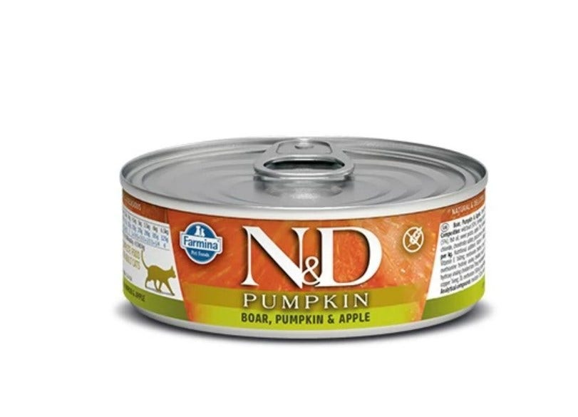 Farmina N&D Pumpkin Grain Free Gatto Cinghiale Zucca E Mela 80 Gr
