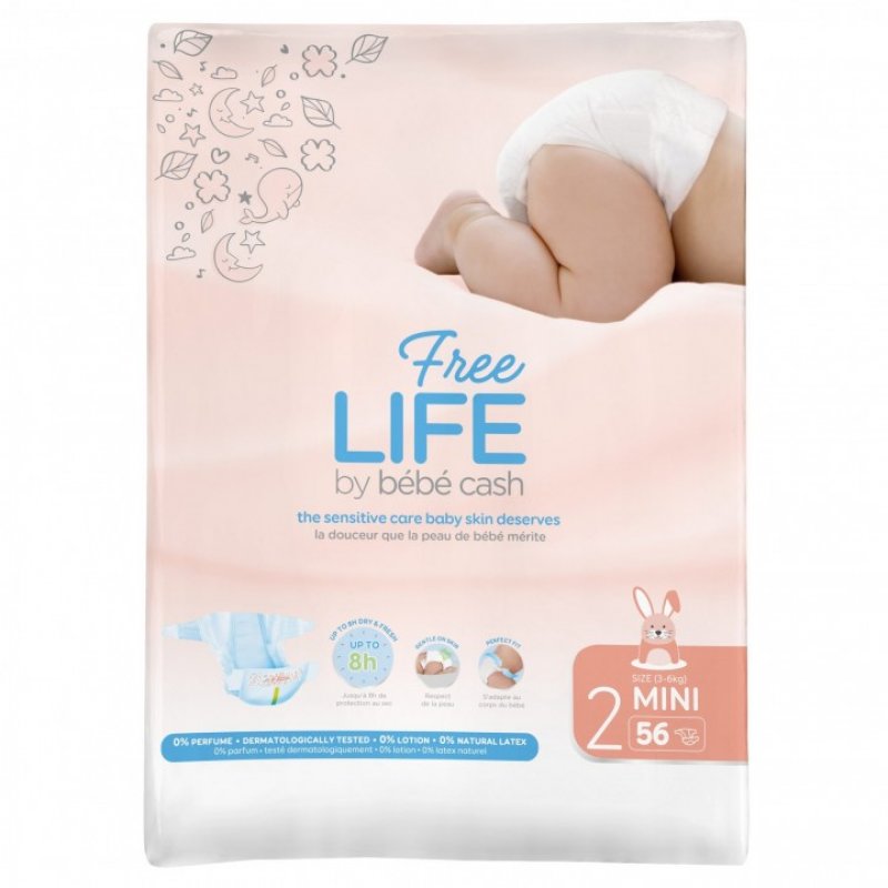 FREELIFE BEBECASH MINI TAGLIA 2 (3-6KG) 56 PEZZI