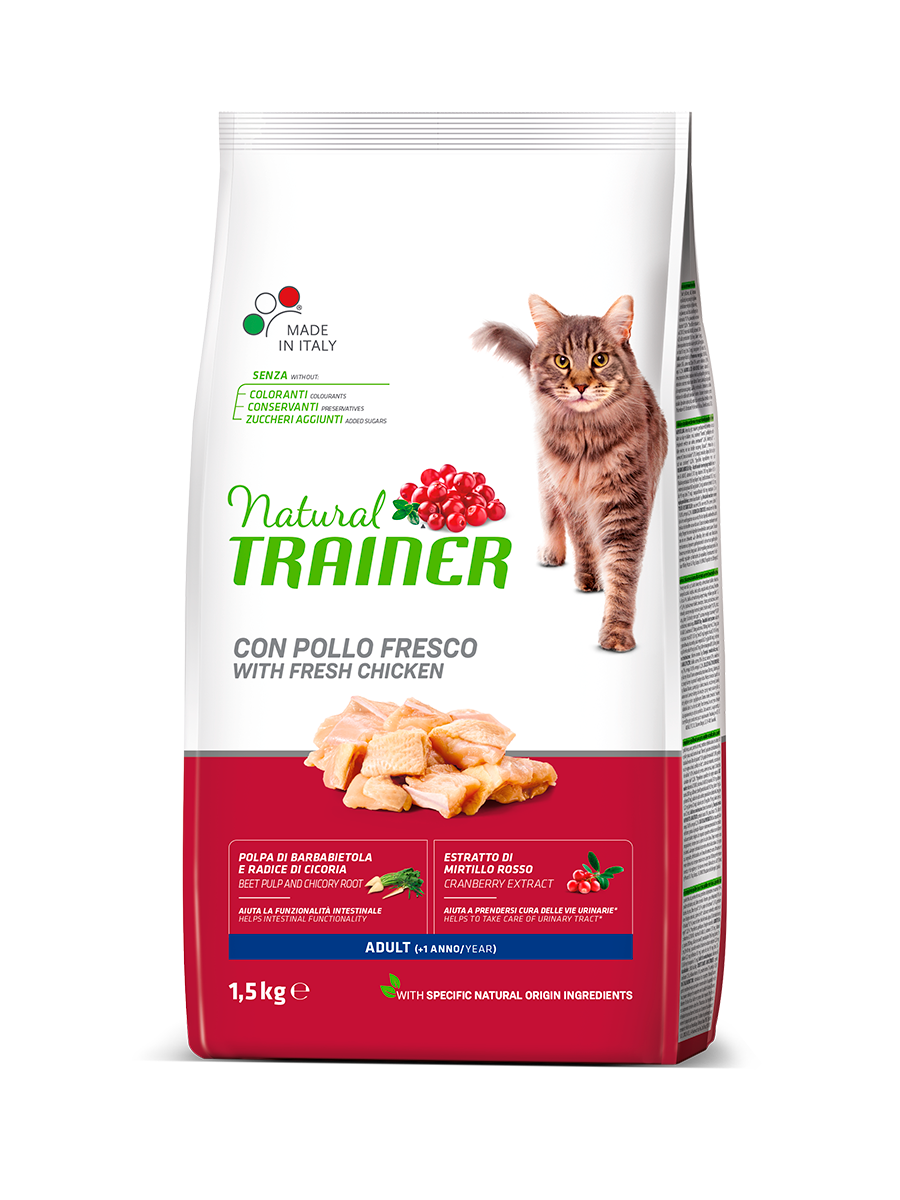Natural Trainer Crocchette Pollo Fresco Per Gatti Adulti Sacco 1,5kg
