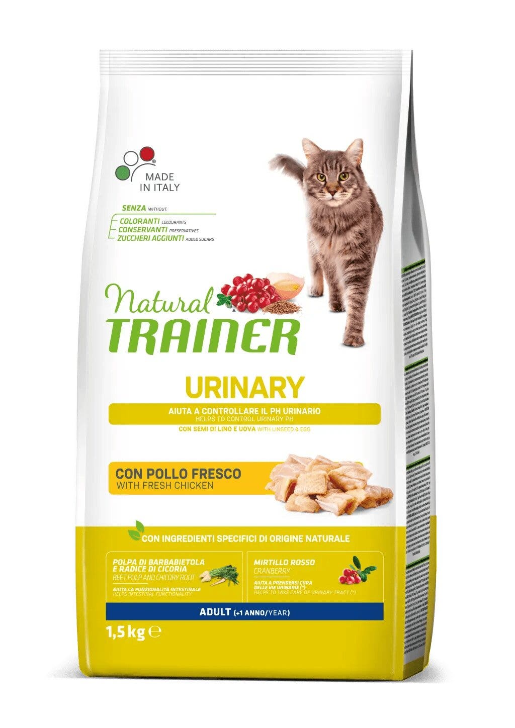 Natural Trainer Urinary Crocchette Con Pollo Per Gatti Adulti Sacco 1,5kg