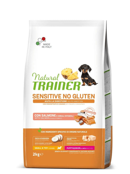 Natural Trainer Sensitive No Gluten Crocchette Con Salmone Per Cani Cuccioli Mini Sacco 2kg