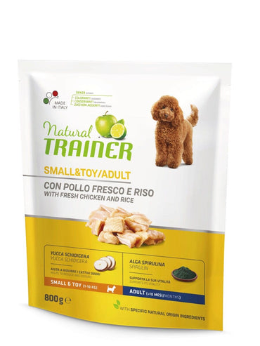 Natural Trainer Crocchette Al Pollo E Riso Per Cani Adulti Taglia Mini Sacco 0,8kg