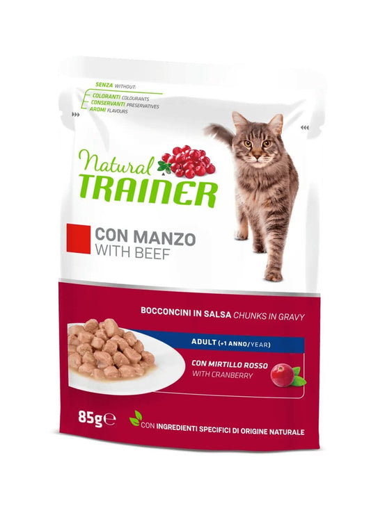 Natural Trainer Cibo Umido Manzo Per Gatti Adulti Busta 85g