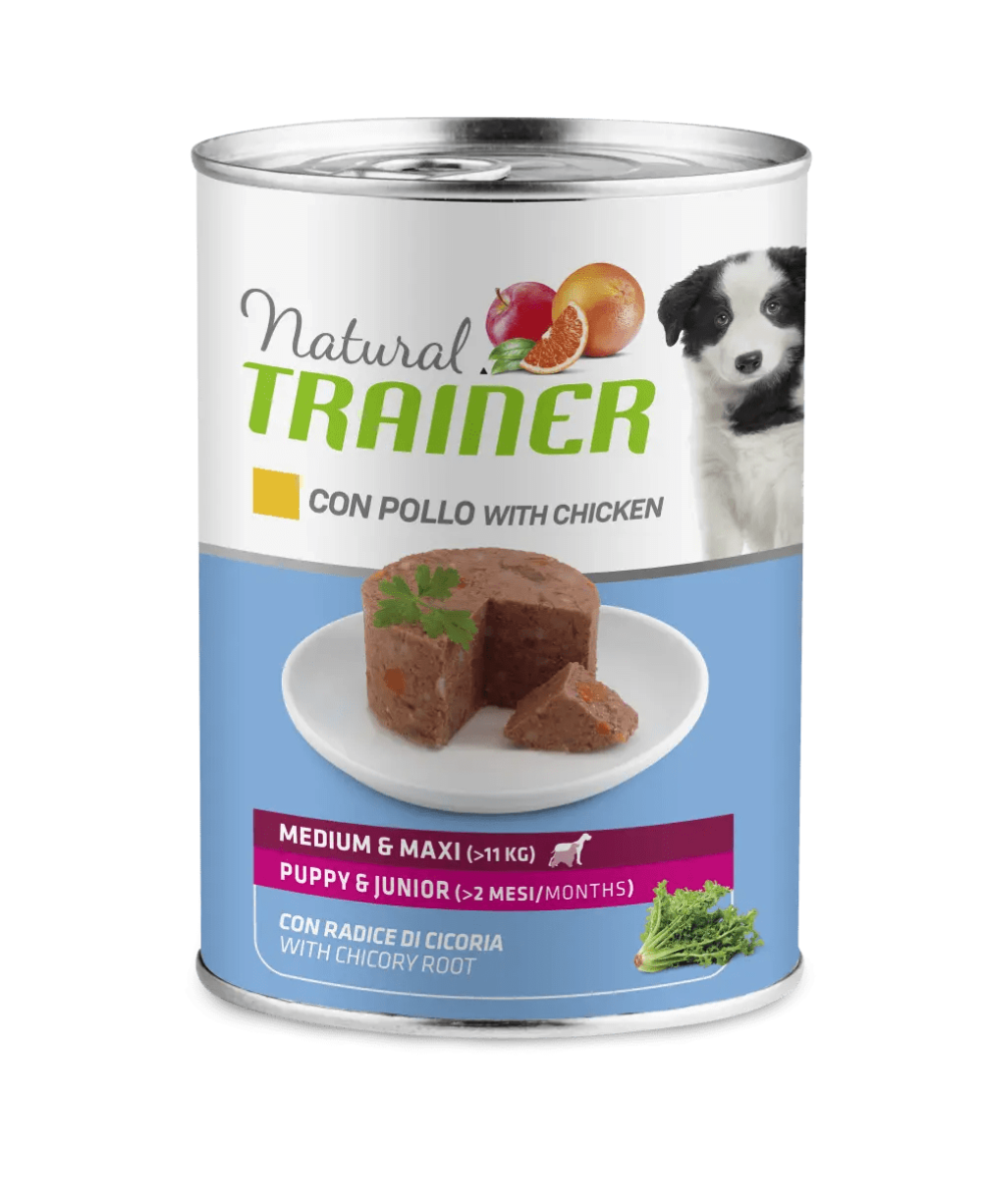Natural Trainer Maintenance Medium E Maxi Per Cani Cuccioli Umido Pollo Lattina 400g