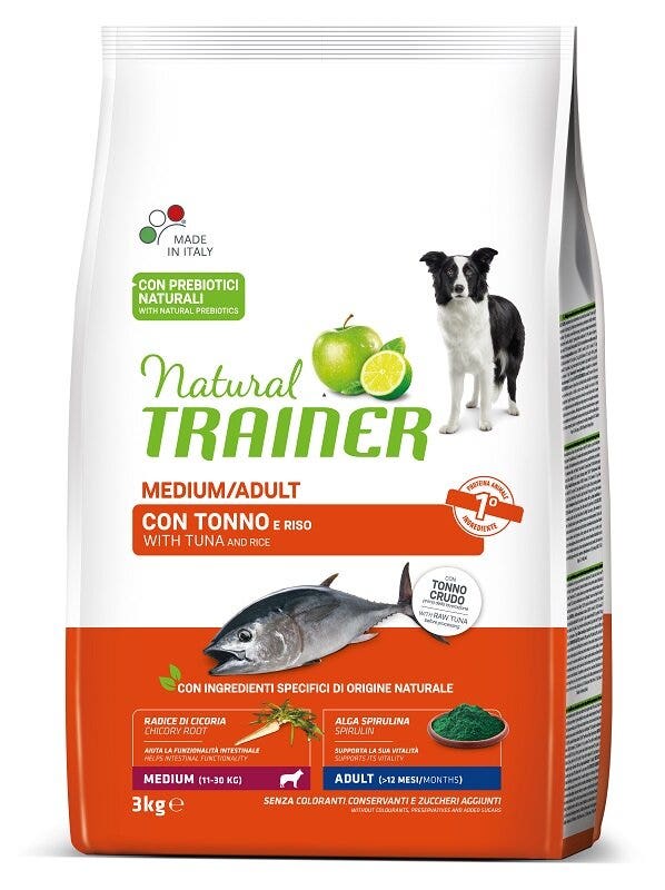Natural Trainer Crocchette Tonno e Riso Cane Adult Medium 3Kg