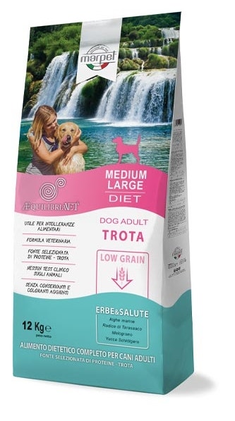 Marpet Aequilibriavet Low Grain Trota Cibo Secco Per Cani Adulti Taglia Medium Large Sacco 12 Kg